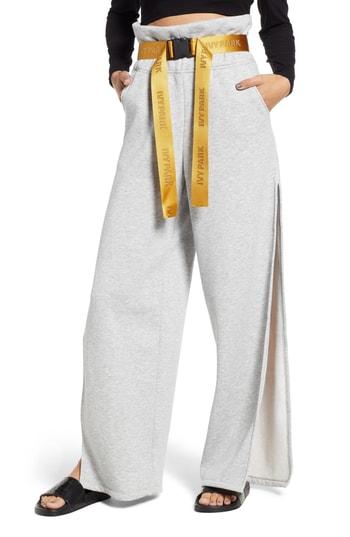 Women's Ivy Park Paperbag Waist Split Leg Joggers, Size - Grey