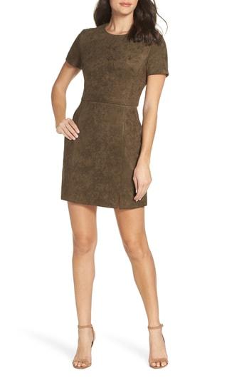 Women's French Connection Short Sleeve Faux Suede Dress - Green