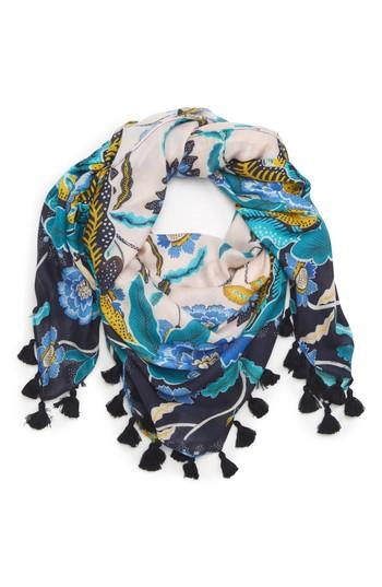 Women's Rebecca Minkoff Mixed Floral Tassel Square Scarf, Size - Pink
