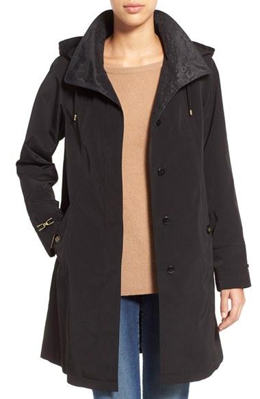 Women's Gallery Two-tone Silk Look A-line Raincoat