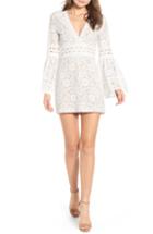 Women's Endless Rose Plunge Neck Lace Minidress - White