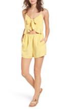 Women's Mimi Chica Tie Front Cutout Romper - Yellow