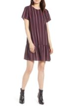 Women's Halogen Short Sleeve Ruffle Hem Dress - Burgundy