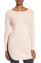 Women's Halogen Shirttail Wool & Cashmere Boatneck Tunic, Size - Pink