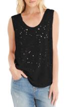 Women's Michael Stars Destroyed Muscle Tee, Size - Black