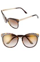 Women's Tom Ford 'emma' 56mm Retro Sunglasses - Dark Havana/ Brown Mirror