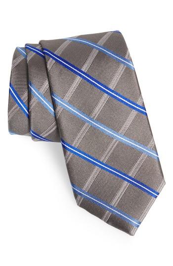 Men's Nordstrom Men's Shop Grid Silk Tie, Size - Grey