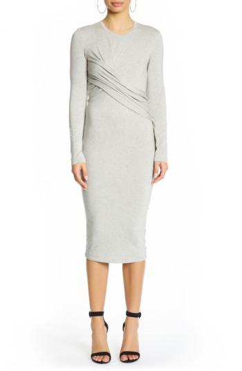 Women's Kendall + Kylie Long Sleeve Twist Dress - Grey