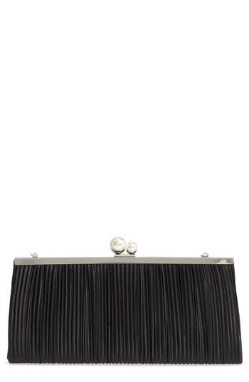 Nina Anella Pleated Satin Frame Clutch -