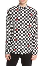 Men's The Rail Checkerboard Rose Print Woven Shirt, Size - Black