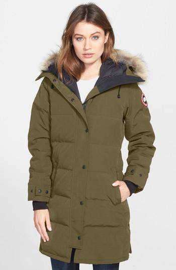 Women's Canada Goose Shelburne Genuine Coyote Fur Trim Down Parka (2-4) - Green