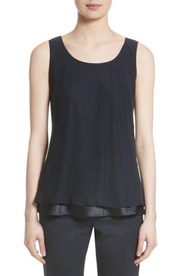 Women's Lafayette 148 New York Ryan Layered Silk Blouse - Blue