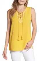 Women's Chaus Embroidered Sleeveless Blouse - Yellow