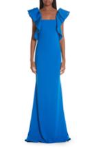 Women's Badgley Mischka Collection Loop Ruffle Sleeve Gown - Blue