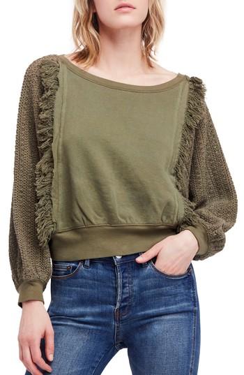 Women's Free People Faff Fringe Sweater - Green