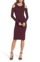 Women's Eliza J Cold Shoulder Knit Body-con Dress - Purple