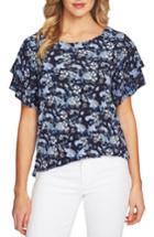 Women's Cece Tiered Sleeve Floral Top - Blue