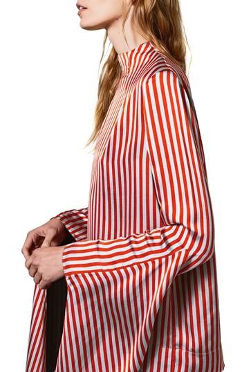 Women's Topshop Boutique Stripe Knot Sleeve Blouse Us (fits Like 0) - Red