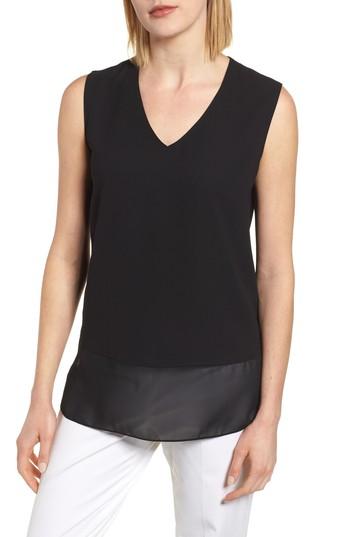 Women's Ming Wang Mixed Media Tank - Black