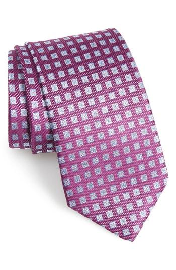 Men's David Donahue Check Silk X-long Tie, Size X-long - Pink