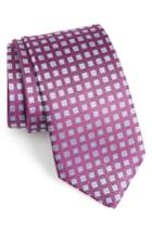 Men's David Donahue Check Silk X-long Tie, Size X-long - Pink