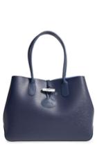 Longchamp Roseau Leather Shoulder Tote - Blue