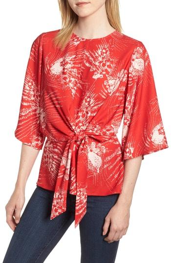 Women's Chelsea28 Tie Front Top, Size - Red