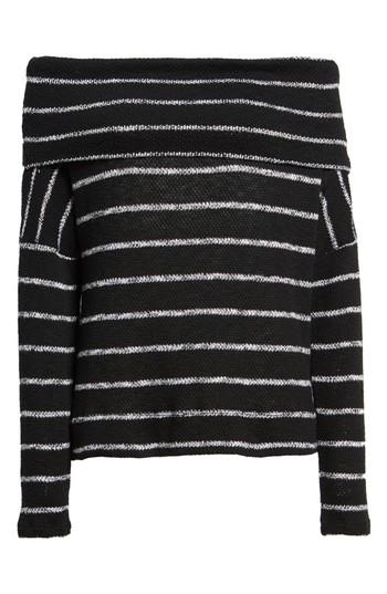 Petite Women's Caslon Convertible Off The Shoulder Pullover P - Black