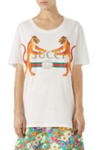 Women's Gucci Tiger Logo Cotton Tee, Size - Ivory