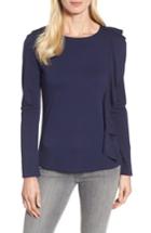 Women's Halogen Ruffle Trim Top - Blue