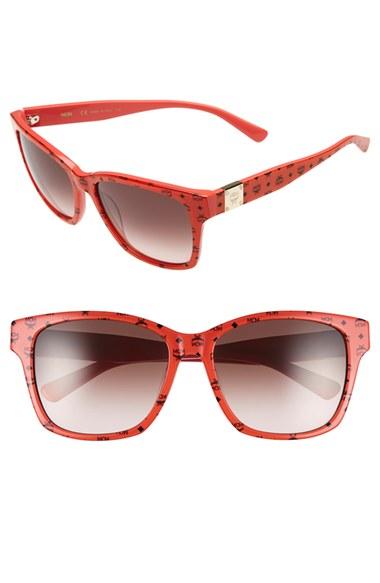 Women's Mcm 'visetos' 59mm Retro Sunglasses - Coral Visetos