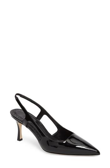 Women's Manolo Blahnik Bretto Slingback Pointy Toe Pump Us / 34eu - Black