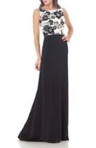 Women's Carmen Marc Valvo Infusion Embroidered Gown - Black