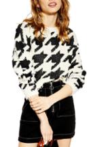 Women's Topshop Dogtooth Sweater - Black