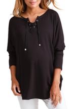 Women's Ingrid & Isabel Lace-up Cocoon Maternity Top - Black