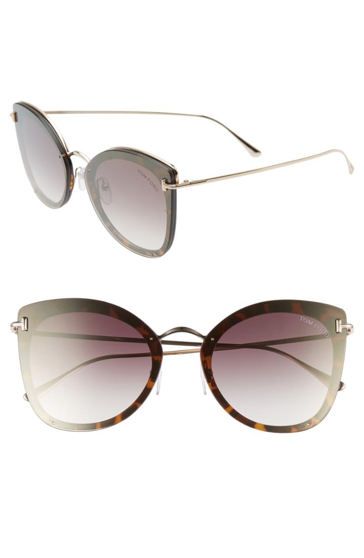 Women's Tom Ford Charolette 62mm Oversize Butterfly Sunglasses - Havana/ Rose Gold/ Gold