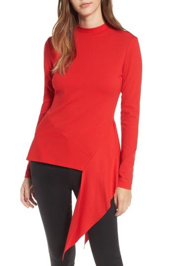 Women's Leith Asymmetrical Hem Top, Size - Red