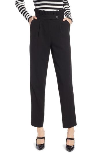 Women's Halogen X Atlantic-pacific Ruffle Waist Ankle Pants - Black