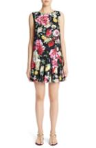 Women's Dolce & Gabbana Floral Print Drop Waist Dress Us / 40 It - Black