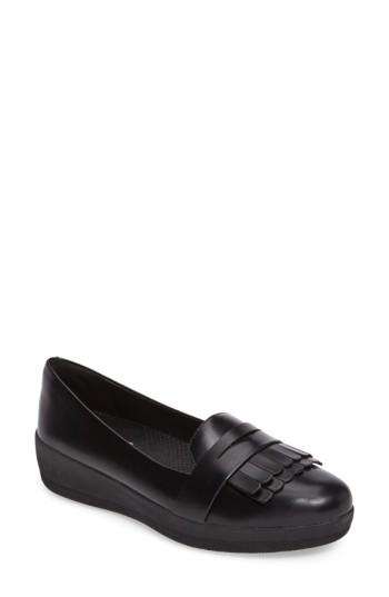 Women's Fitflop Fringey Loafer M - Black