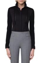 Women's Akris Punto Ladder Stitch Cotton Blend Blouse - Black