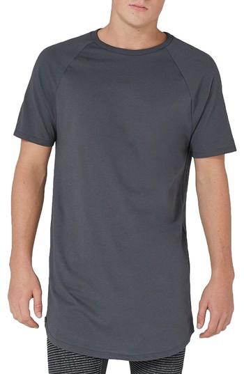 Men's Topman Side Zip Longline T-shirt, Size - Grey