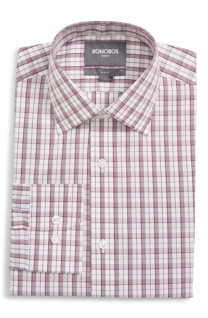 Men's Bonobos Jetsetter Slim Fit Stretch Plaid Dress Shirt .5 - Purple