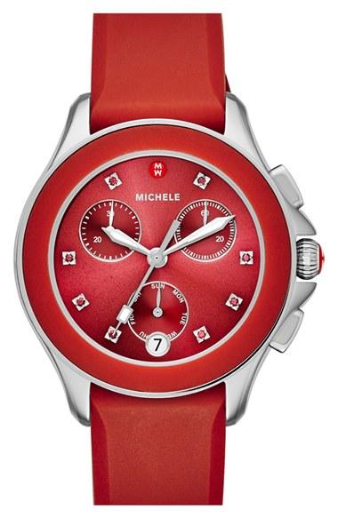 Women's Michele Cape Chronograph Silicone Strap Watch, 34mm