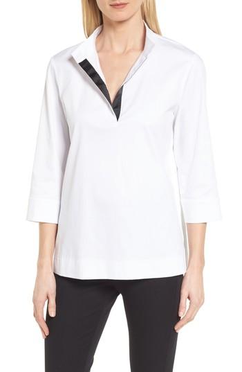 Women's Ming Wang Ribbon Trim Blouse - White