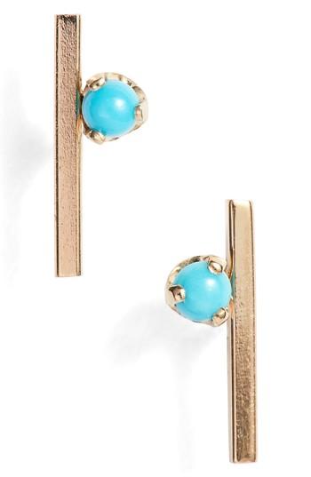 Women's Zoe Chicco Floating Bar Turquoise Stud Earrings