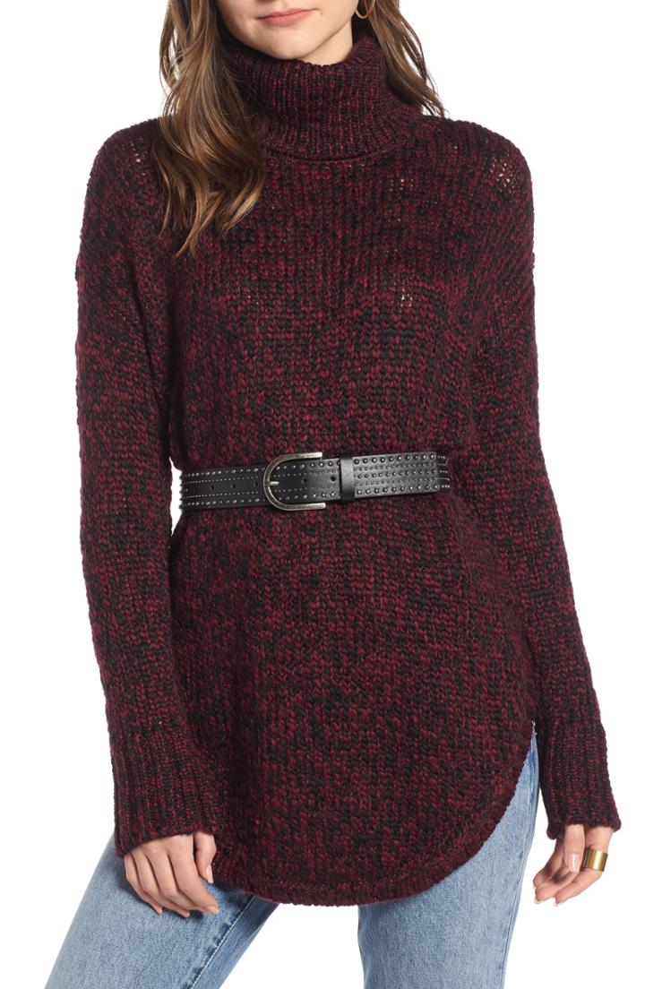 Women's Treasure & Bond Ribbed Funnel Neck Sweater - Green