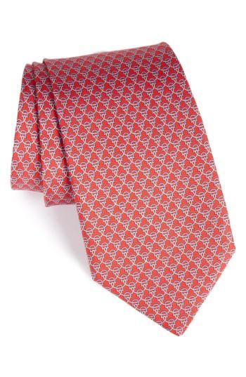Men's Salvatore Ferragamo Darwin Geometric Gancini Silk Tie, Size - Red