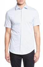 Men's Stone Trim Fit Geo Print Sport Shirt - White