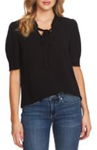 Women's Cece Ruffle V-neck Bow Tie Top, Size - Black